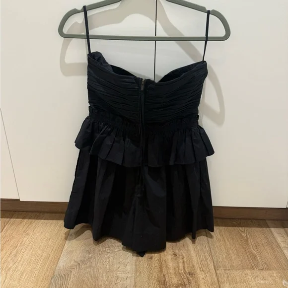 Ulla Johnson Black Strapless Pleated Mini Playsuit - Picture 7 of 8